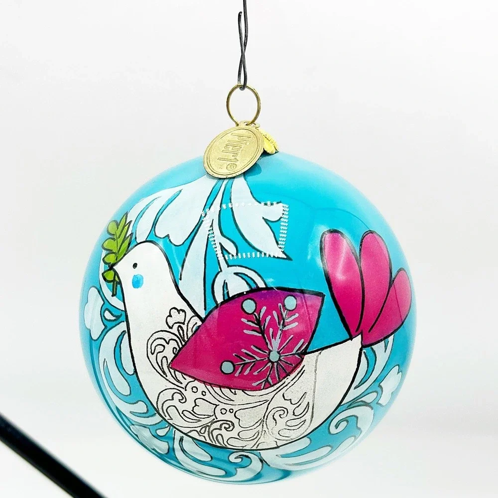 Pier 1 Li Bien Christmas Ornament Hand Painted Peace On Earth Dove 2015 In Box